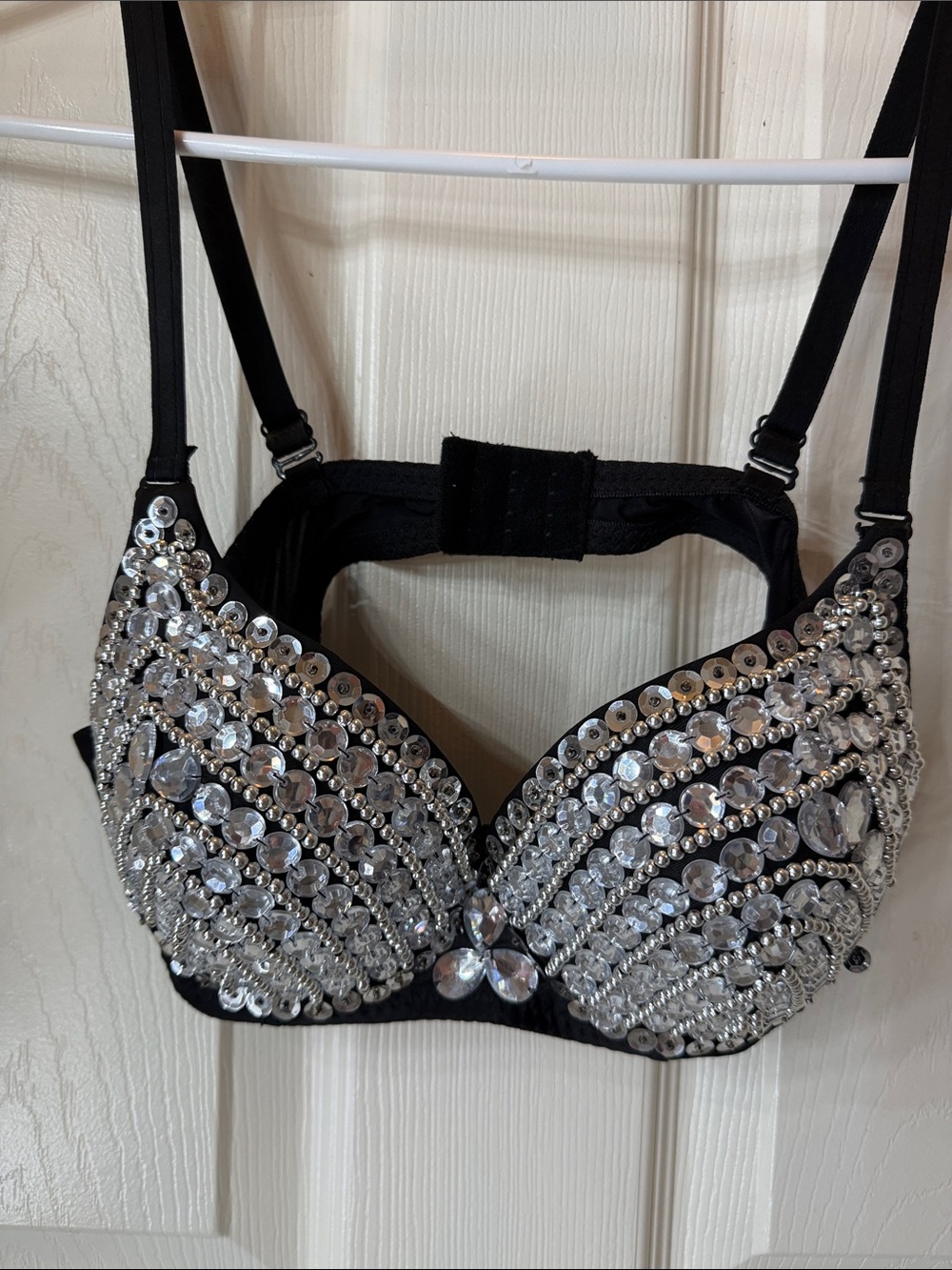 Embellished Black Crystal Bra - Women Intimates & Sleepwear